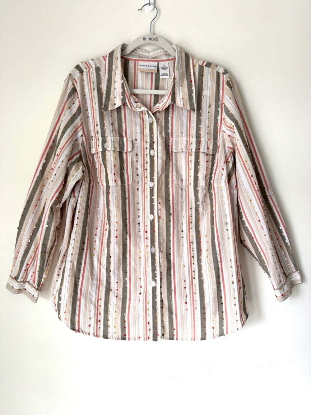 Alfred Dunner Striped Button Down Blouse 16